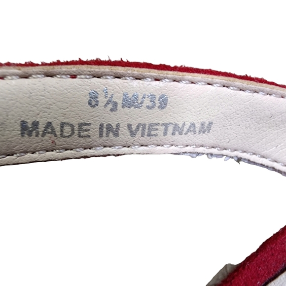 Jessica Simpson Red Velvet Floral Toe Strap Wedge Espadrilles - 8.5 - Picture 4 of 8